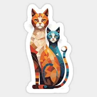 Gustav Klimt's Chromatic Whiskers: Colorful Cat Illustration Sticker